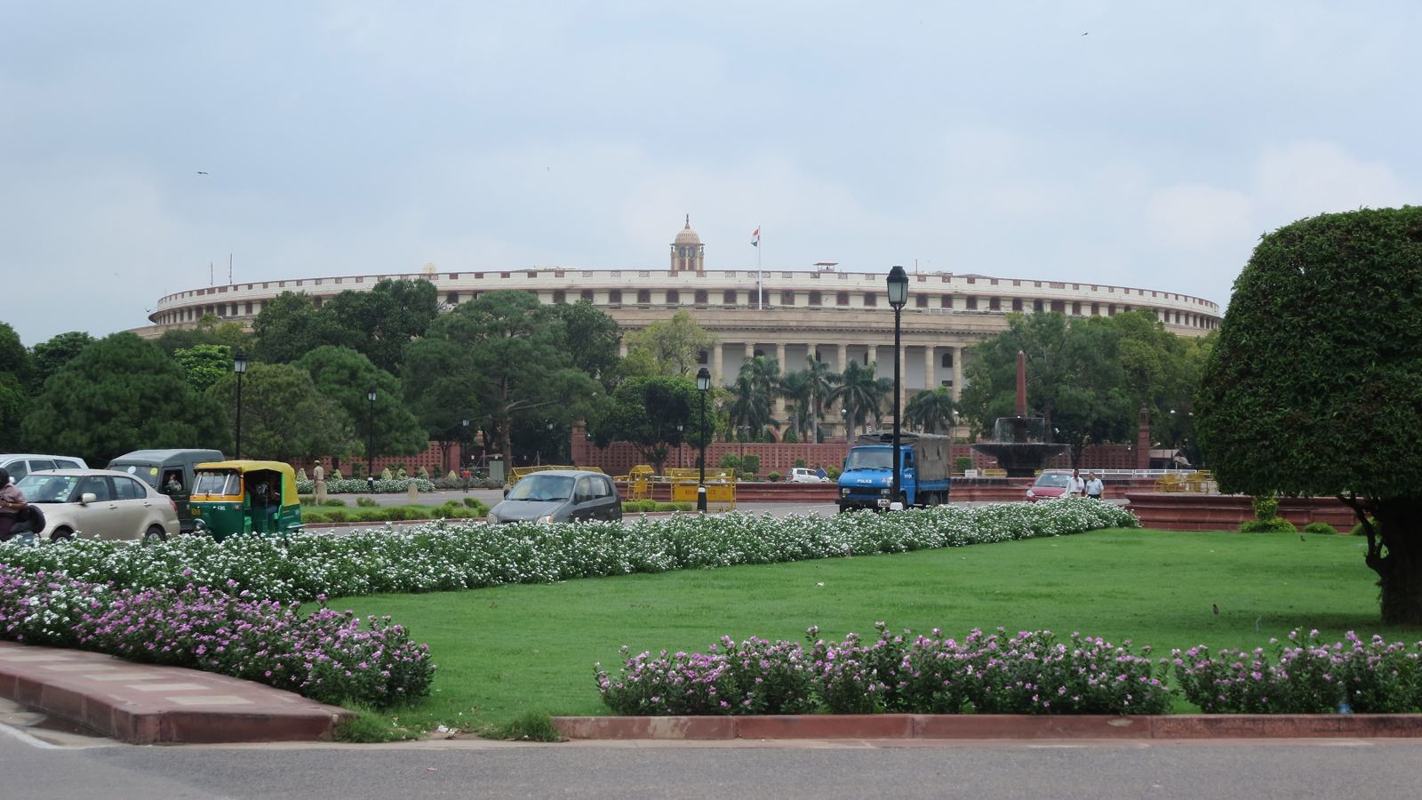 A view of Old Sansad Bhavan from Vijay Chowk in New Delhi